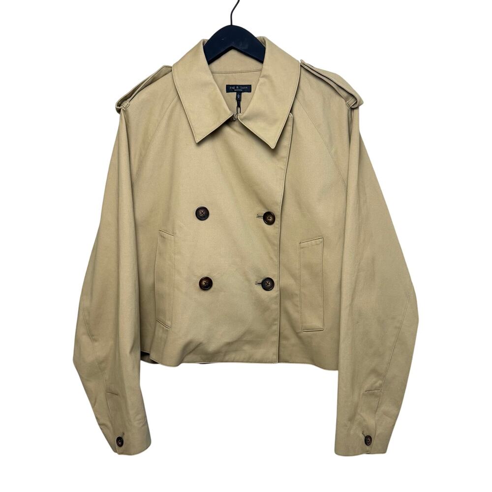 RAG & BONE Talia Khaki Crop Trench Jacket - Picture 6 of 10
